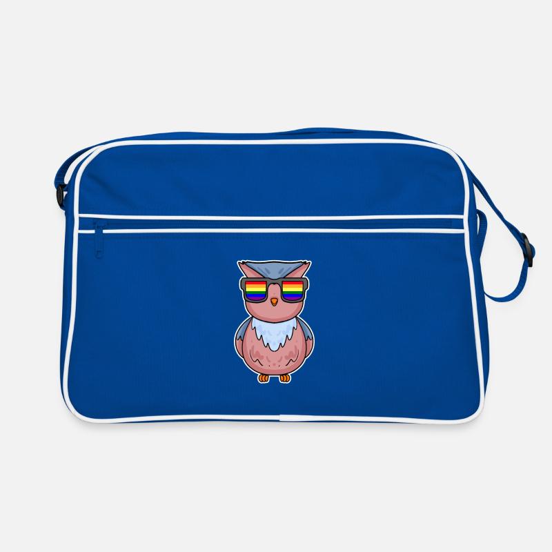 Regenbogen - Eule mit Brille Retro Tasche