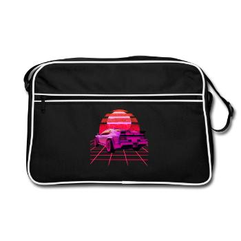 Retro Wave super Car Sunset - Retro Bag - black/white - Front