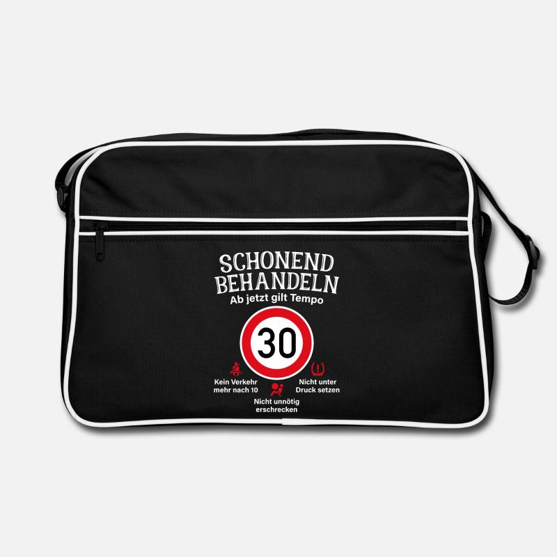 30. Geburtstag Schonend Behandeln 30 Tempolimit 30 - Retro Tasche - Schwarz/Weiß