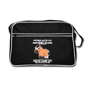 Pferderasse Hannoveraner Pferd Hauspferd - Retro Tasche - Schwarz/Weiß - Vorne