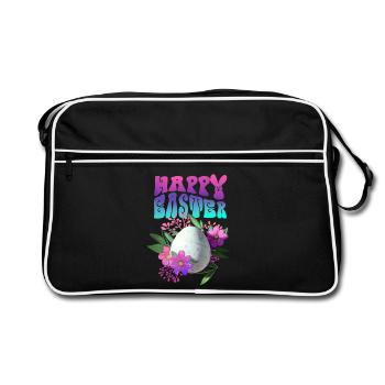 Joyeux Easter Easter Egg Floral - Sac Retro - noir/blanc - Devant