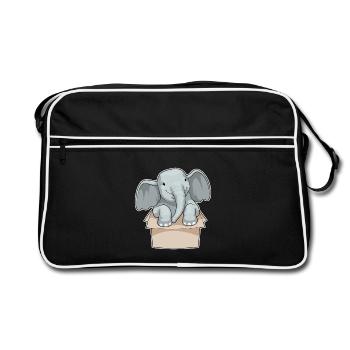 Elephant Cardboard Box - Retro Bag - black/white - Front