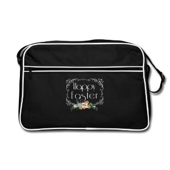 Happy Easter Floral - Retro Tasche - Schwarz/Weiß - Vorne