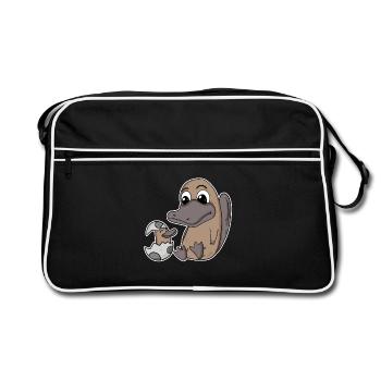 Famille Ornithorynque - Ornithorynque avec bébé - Sac Retro - noir/blanc - Devant