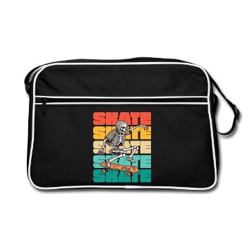 Skateboarding Cool Skateboarder Skeleton Colorful - Retro Bag - black/white - Front