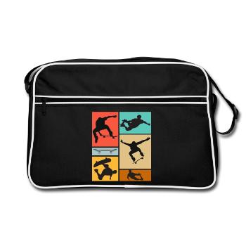 Skateboarding Cool Skateboarder Collage Colorful - Retro Bag - black/white - Front