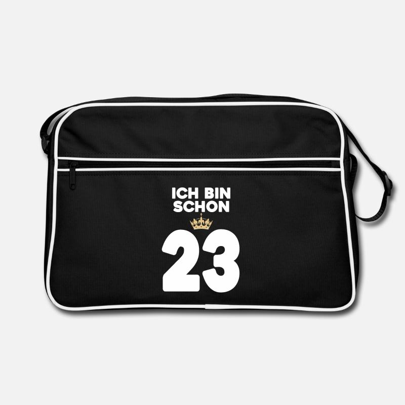 23. Geburtstag Geschenk - 23 Jahre mit Krone - Retro Tasche - Schwarz/Weiß