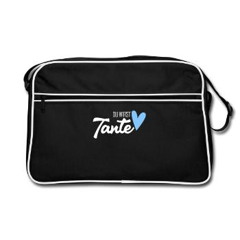 Tante Geschenk - Du wirst Tante - werdende Tante - Retro Tasche - Schwarz/Weiß - Vorne