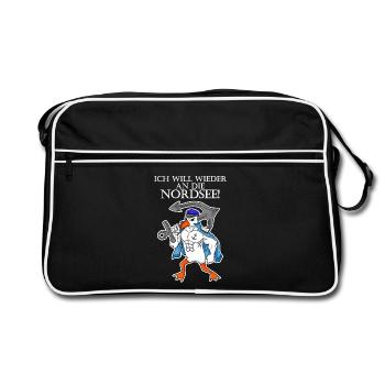Nordsee Spruch - Retro Tasche - Schwarz/Weiß - Vorne