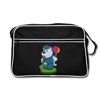Hund Polizist Luftballon Polizei - Retro Tasche - Schwarz/Weiß - Vorne