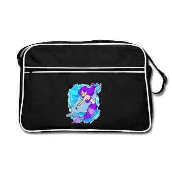 Meerjungfrau - Retro Tasche - Schwarz/Weiß - Vorne