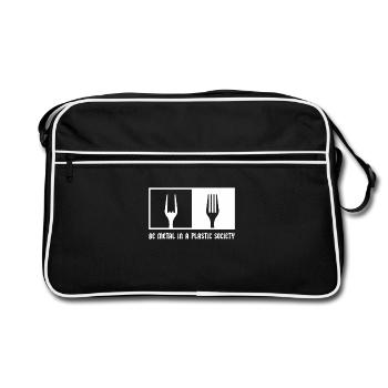Be Metal In A Plastic Society French fries fork Metal - Retro Bag - black/white - Front