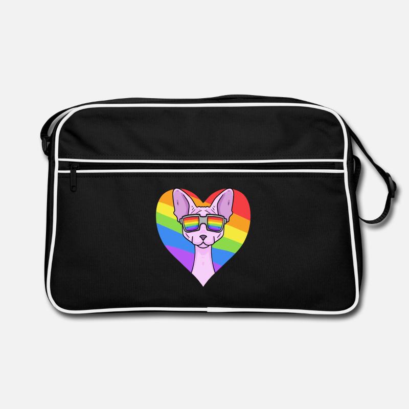 Regenbogen - Katze Sphynx-Katze mit Brille Retro Tasche