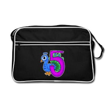 5 Anniversaire 5 ans avec motif animal - cinq - Sac Retro - noir/blanc - Devant