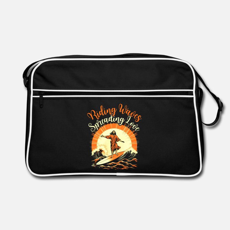 Surfing Jesus - Riding Waves Spreading Love Retro Bag