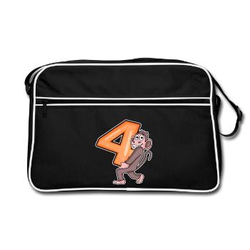 4 birthday 4 years old with animal motif - four - Retro Bag - black/white - Front