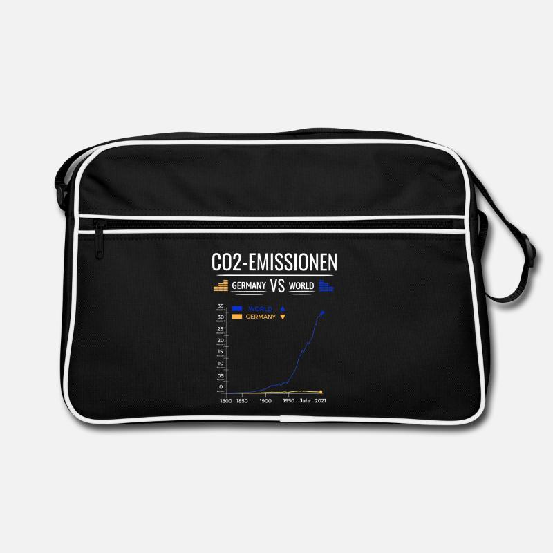 Tableau des émissions de CO2 Allemagne VS Monde - Sac Retro - noir/blanc