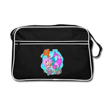 Fille 4 ans 4ème anniversaire sirène - Sac Retro - noir/blanc - Devant