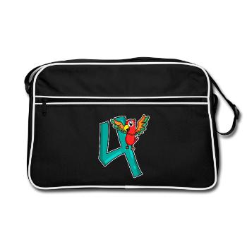 4 birthday 4 years old with animal motif - four - Retro Bag - black/white - Front