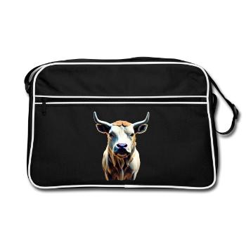 Vache - taureau avec cornes - Sac Retro - noir/blanc - Devant