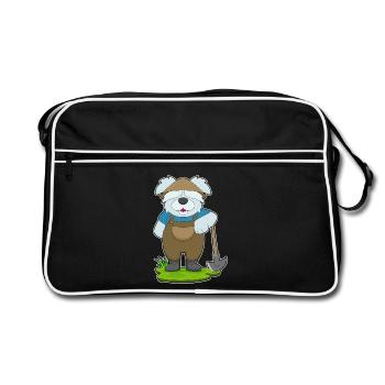 Hund Landwirt Spitzhacke Bauernhof - Retro Tasche - Schwarz/Weiß - Vorne