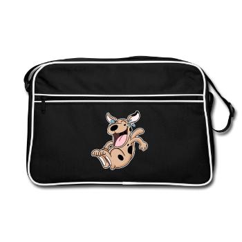 Lachender Hund - Retro Tasche - Schwarz/Weiß - Vorne