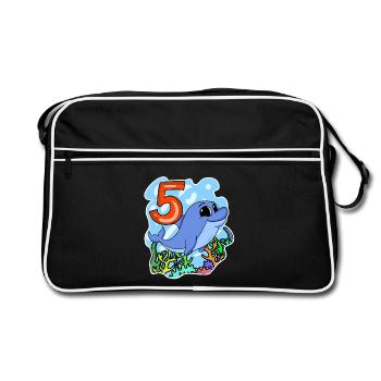 5ème anniversaire Motif Dolphin - cinq ans - Sac Retro - noir/blanc - Devant