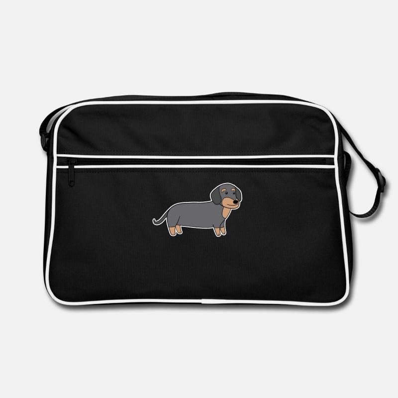 Dackel Dachshund Teckel - Retro Tasche - Schwarz/Weiß