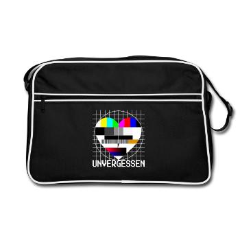 Testbild Herz Unvergessen TV 90er Party 80er Jahre - Retro Tasche - Schwarz/Weiß - Vorne