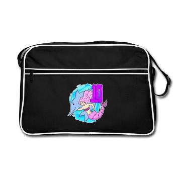 Mädchen - 10. Geburtstag Meerjungfrau - Tochter - Retro Tasche - Schwarz/Weiß - Vorne