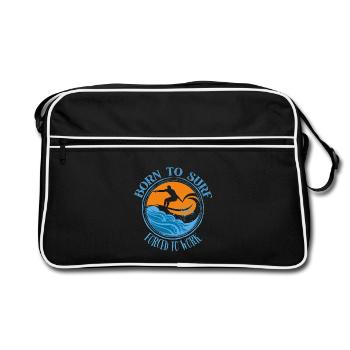 Born to surf forced to work - Surfing Lover Tee - Retro Bag - black/white - Front