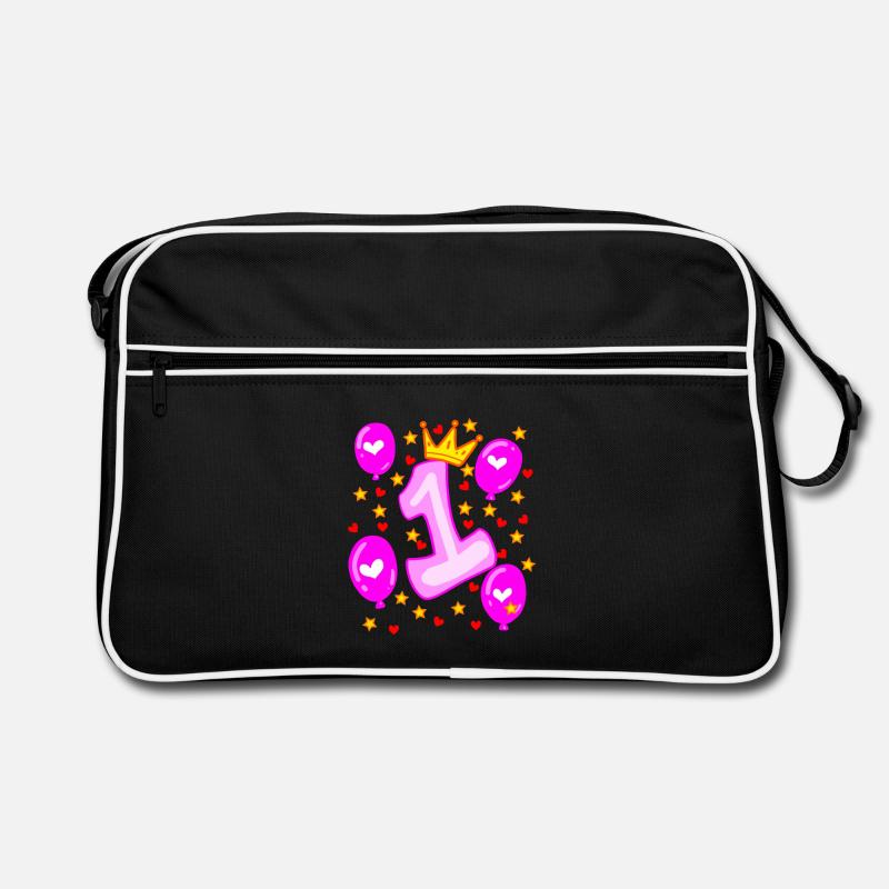 1. Geburtstag Mädchen Luftballons Krone Sterne Retro Tasche