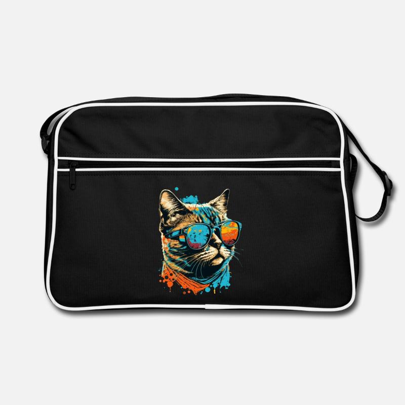 Cat with sunglasses - Retro Bag - black/white