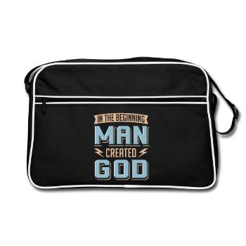Atheist Man Created God Anti Religion Agnostic - Retro Bag - black/white - Front