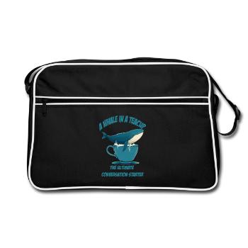 Whale in teacup conversation starter - Retro Bag - black/white - Front