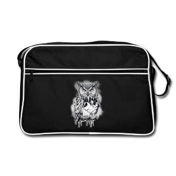Geometrische Eule - Retro Tasche - Schwarz/Weiß - Vorne