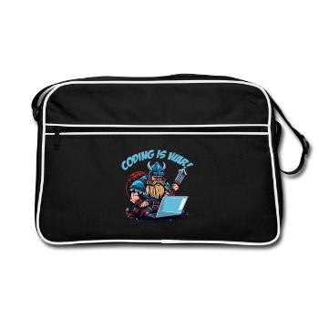 "Coding is war" Vikings - Retro Bag - black/white - Front