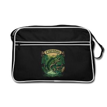 Gros poissons à l’hameçon - Sac Retro - noir/blanc - Devant