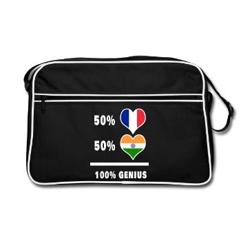 L'Inde et la France 100% génial Drapeaux Design - Sac Retro - noir/blanc - Devant