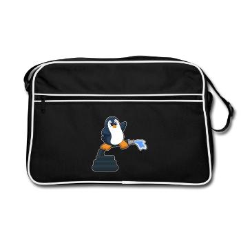 Penguin Firefighter Fire Hose Fire Brigade - Retro Bag - black/white - Front