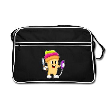 Cupcake Friseur Rasierer - Retro Tasche - Schwarz/Weiß - Vorne