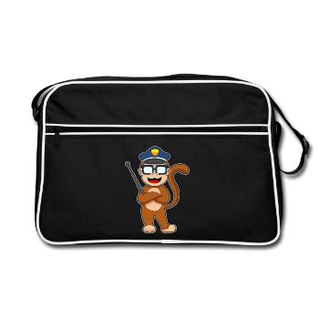 Monkey Policeman Baton Police - Retro Bag - black/white - Front