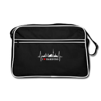 Hamburg Skyline Heartbeat Hamburg Love Fan - Retro Bag - black/white - Front