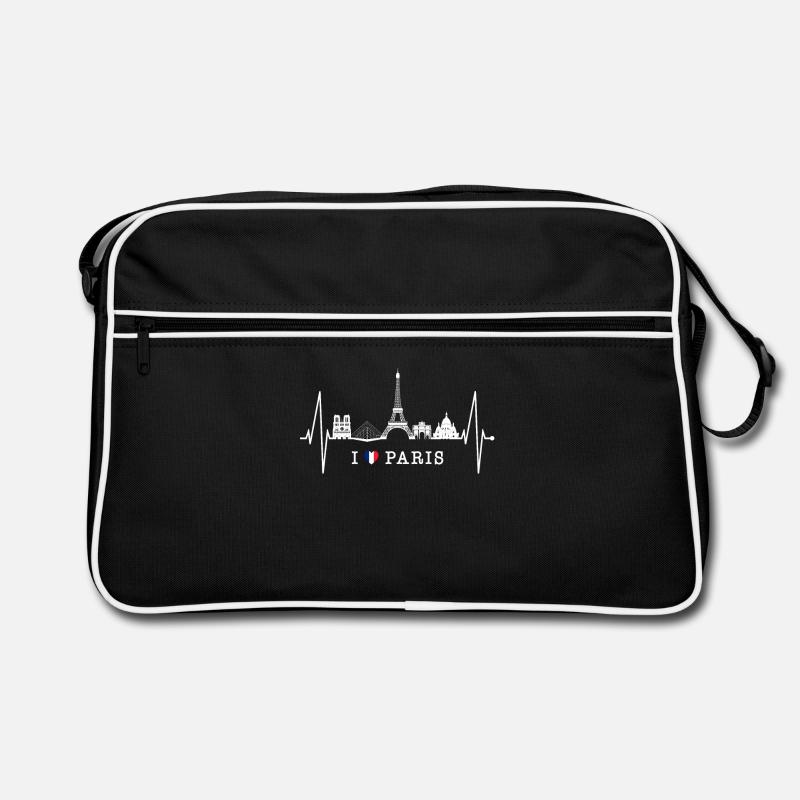Paris Skyline Herzschlag Eiffelturm Frankreich Retro Tasche