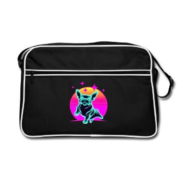 Bulldog français Synthwave Frenchie - Sac Retro - noir/blanc - Devant