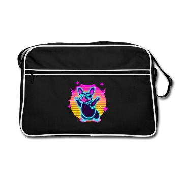 Drôle de French Bulldog Synthé Frenchie - Sac Retro - noir/blanc - Devant