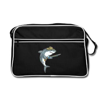 Shark Angler Harpoon Fishing - Retro Bag - black/white - Front