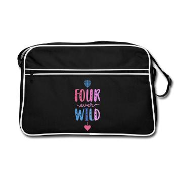 Quatre filles sauvages de 4 ans 4e anniversaire - Sac Retro - noir/blanc - Devant