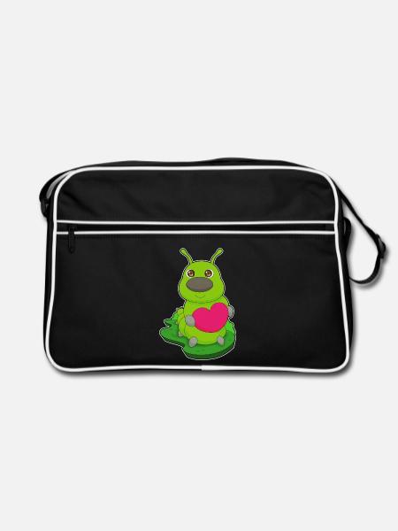 Raupe Herz - Retro Tasche - Schwarz/Weiß