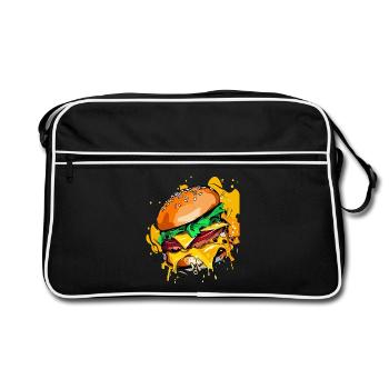 Burger au fromage supplémentaire Cheeseburge - Sac Retro - noir/blanc - Devant